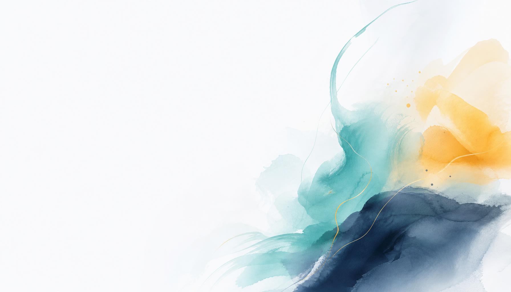 Abstract calm brush strokes in teal, slate blue, and warm amber