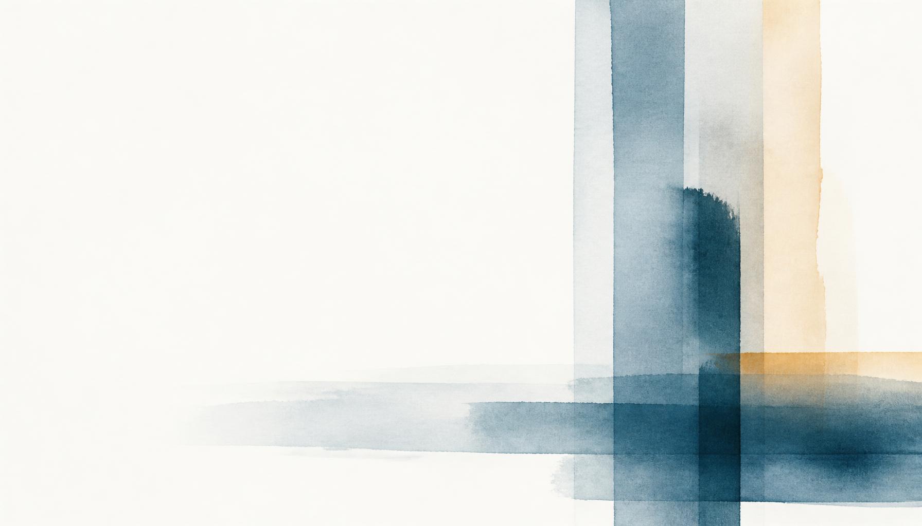 Quiet abstract watercolor bands in slate blue and amber